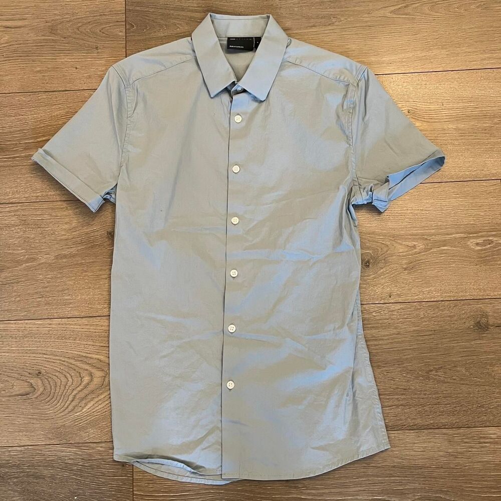 asos blue button up shirt
